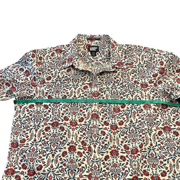 Lands’ End Floral Button Down Top L Red Blue Long Sleeve Western Classic Warm - Picture 4 of 12
